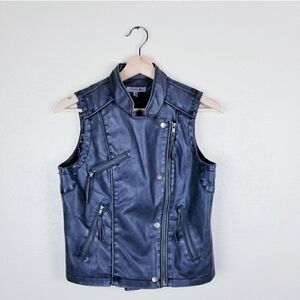 Voice Dark Gray Vegan Leather Zip Up Vest